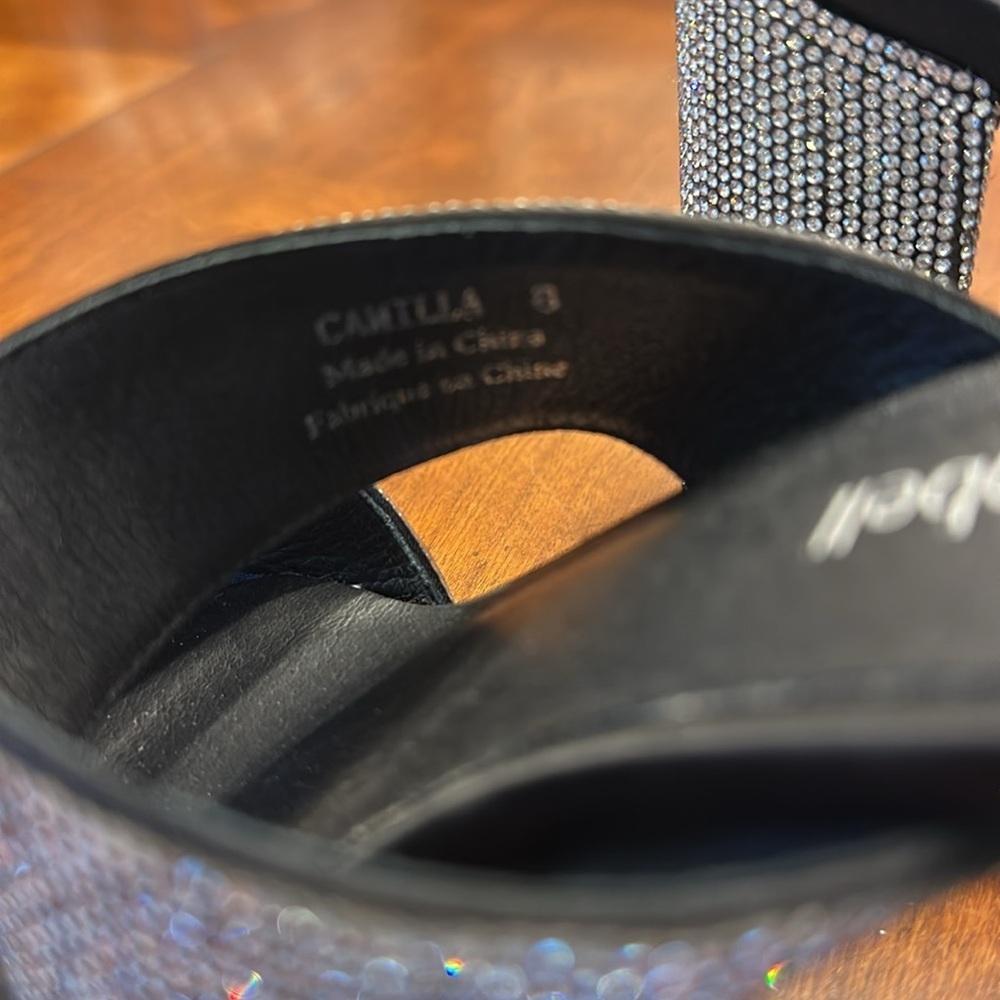 Jeffrey Campbell Camilla Caviar Crystal Sparkle Slide Heels Silver Black Sz 8 - Picture 6 of 7